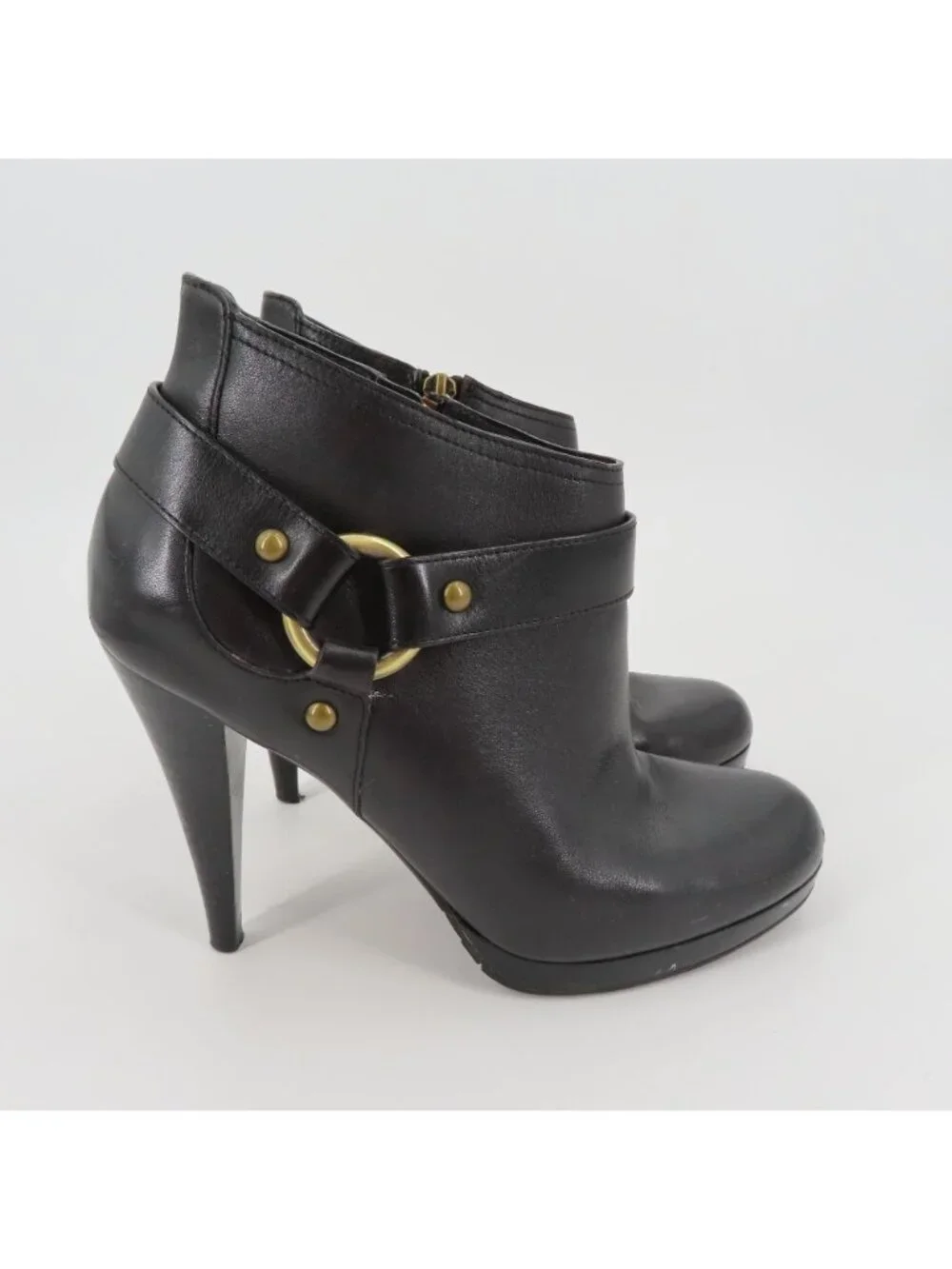 Cole Haan 6.5 B Women Kennedy Solid Black Leather Platform Ankle Boots Booties